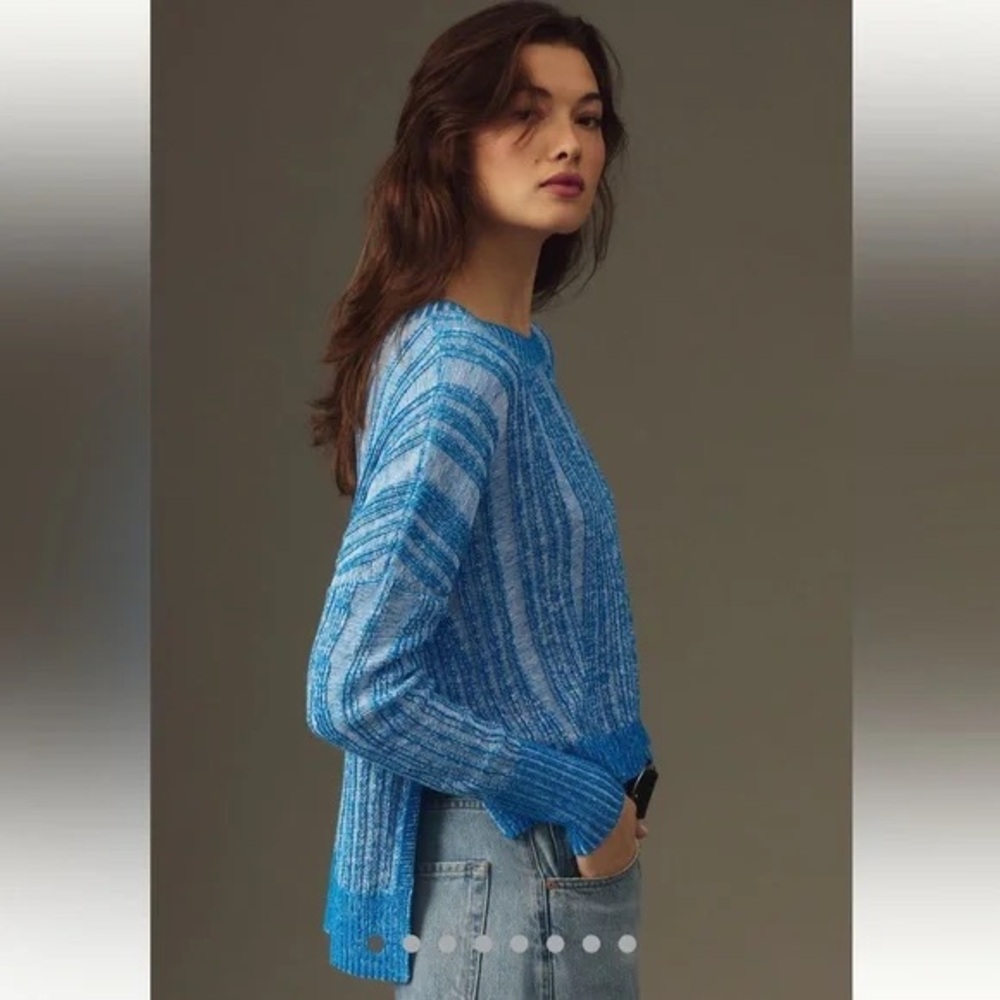 Pilcro Blue Marled Crewneck Sweater